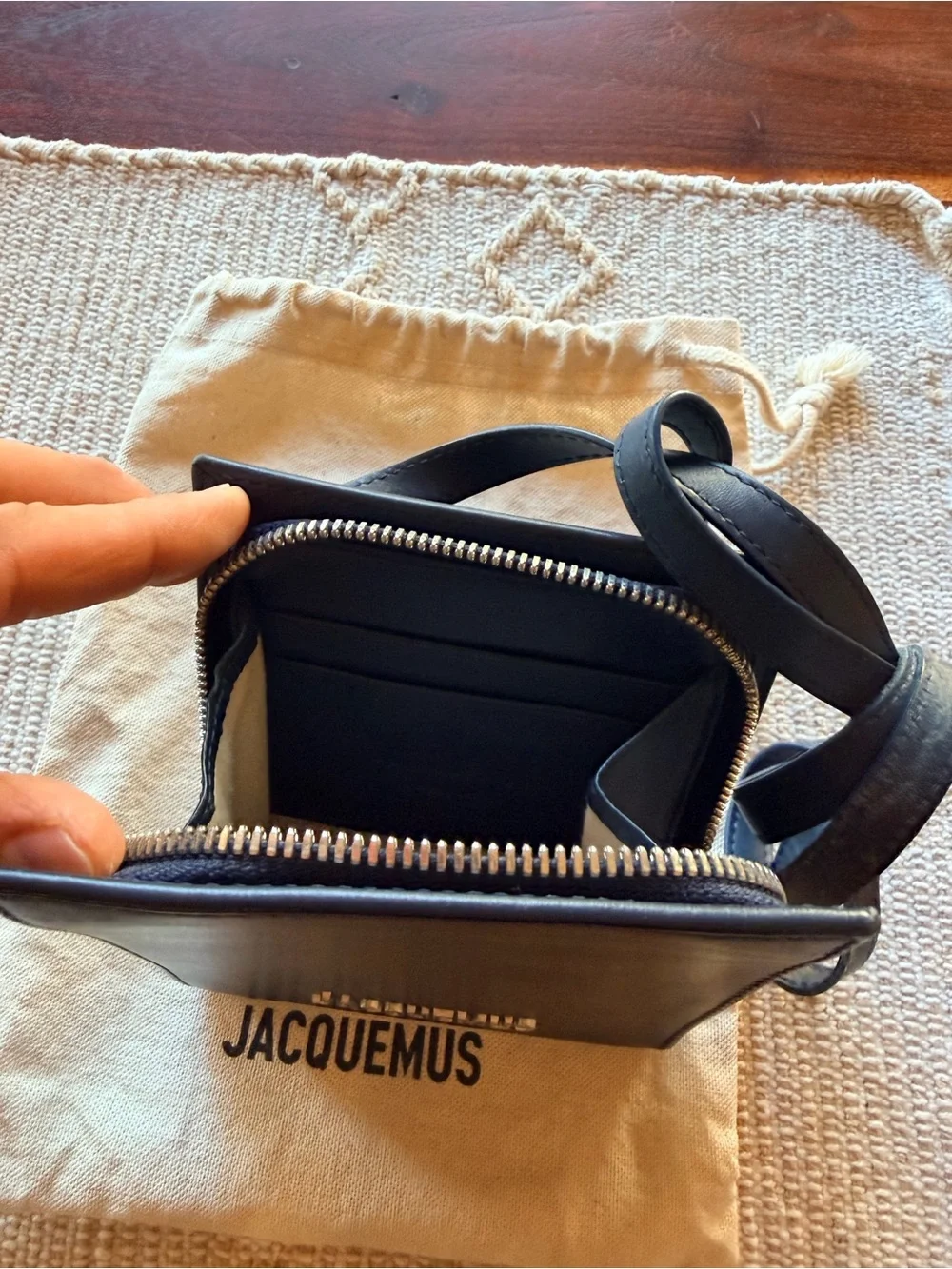 Jacquemus Blue Navy Leather Square Crossbody Wallet